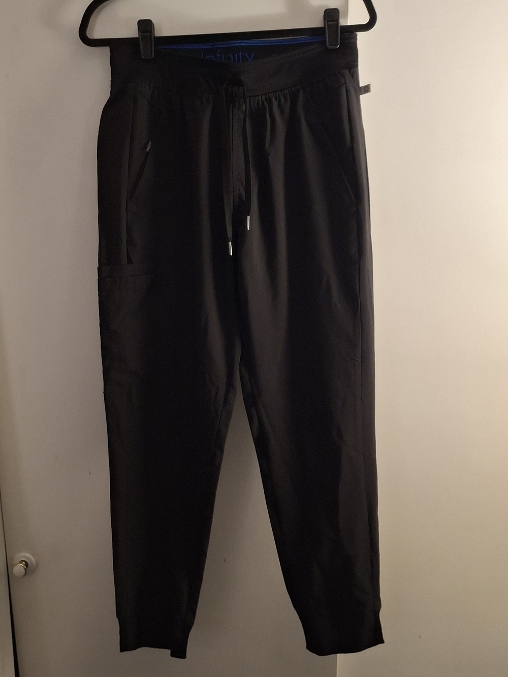 Cherokee Infinity Men's Black Drawstring Scrub Joggers with Side Pockets